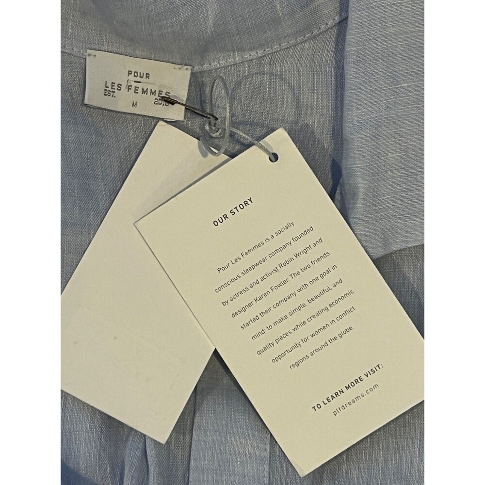 NWT Pour Les Femmes Linen Light Blue Shirt Dress Medium Maxi- Belt Not Included - Picture 4 of 6